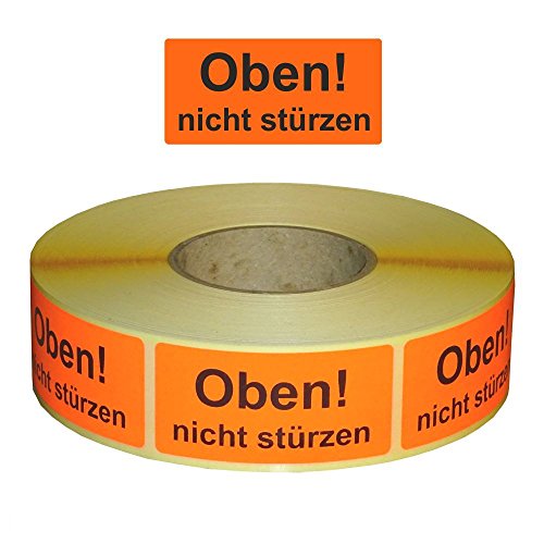 Warnetiketten/Versandetiketten "Oben! nicht stürzen" auf Rolle - 30 x 62 mm - 1.000 Stück von simhoa