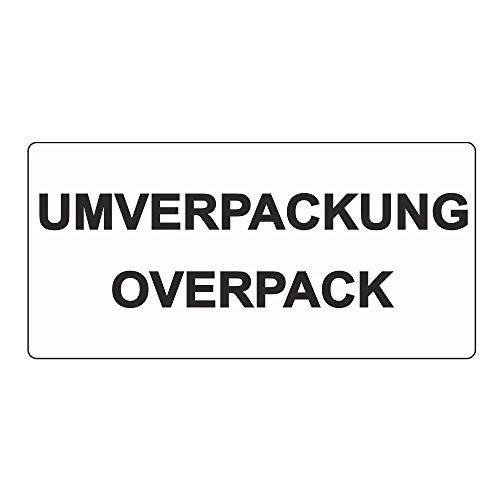 Warnetiketten/Versandetiketten "UMVERPACKUNG OVERPACK" auf Rolle - weiß - 100 x 50 mm - 500 Stück von simhoa