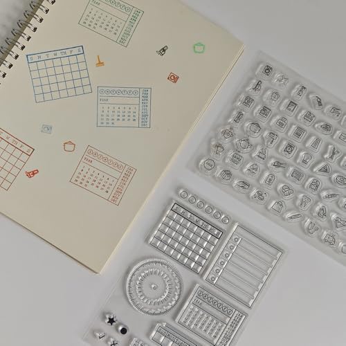 Clear Journal Stempel Silikon Kalender Planer Schablonen Monat Organizer Aufgaben für Junk Journal Kits und Schulbedarf (Style1-2Pcs) von Etncy Life