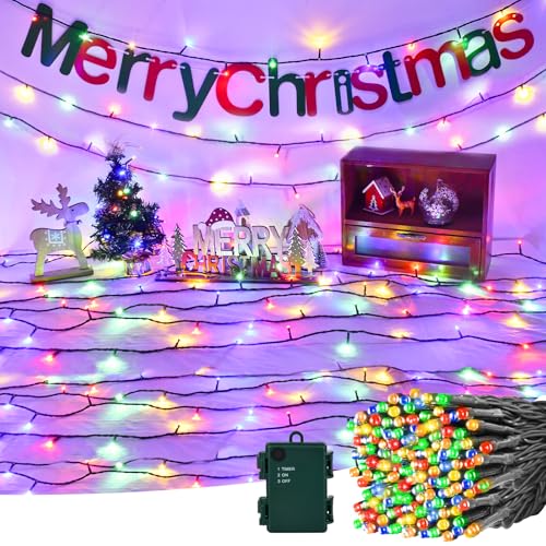 Etopgo LED Lichterkette mit Batterie,5M 50LED Lichterkette Außen Bunt mit Timer,IP65 Wasserdicht Lichterkette für Innen Außen, Weihnachtsbaum, Garten, Partys von Etopgo