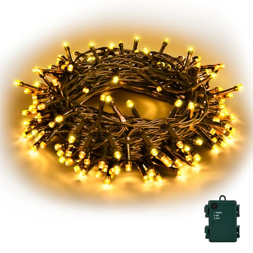 Etopgo Lichterkette Outdoor Batterie,5M 50LED Lichterketten Außen Batterie mit Timer,IP65 Wasserdicht Lichterkette für Innen Außen, Weihnachtsbaum, Garten, Partys von Etopgo