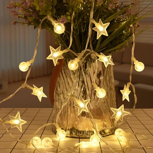 Etopgo Lichterketten batterie,6M 40LED Sterne Kugel Lichterkette mit 6h Timer für Innenbeleuchtung im Freien,Weihnachten,Schlafzimmer, Hochzeit,Geburtstag von Etopgo