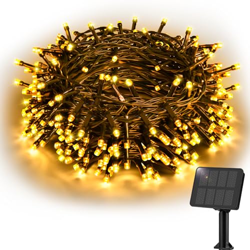 Etopgo Solar Lichterkette Aussen 12M 120LED Lichterkette Außen Solar Warmweiß IP65 Wasserdicht 8 Modi Solarlichterkette Außen Wetterfest für Garten, Balkon, Terrasse, Hof Innen/Außen Dekorationen von Etopgo