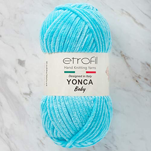 Etrofil Yonca Chenille-Garn, 100 % Polyester, je Knäuel 100 g, 120 m, 6: Super Bulky (Türkis, 70519) von Etrofil