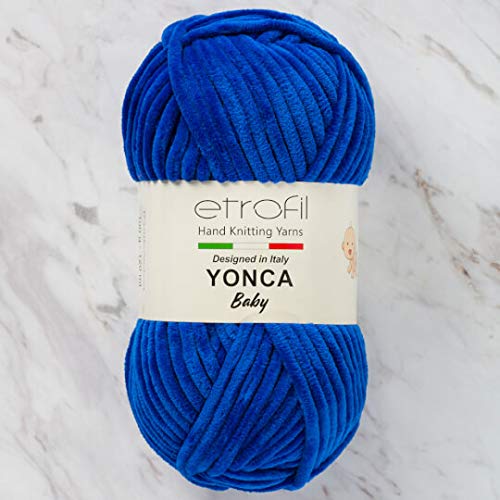 Etrofil Yonca Chenille-Garn, 100 % Polyester, jeder Strang 100 g, 120 m, 6: Super Bulky (Blau - 70521) von Etrofil