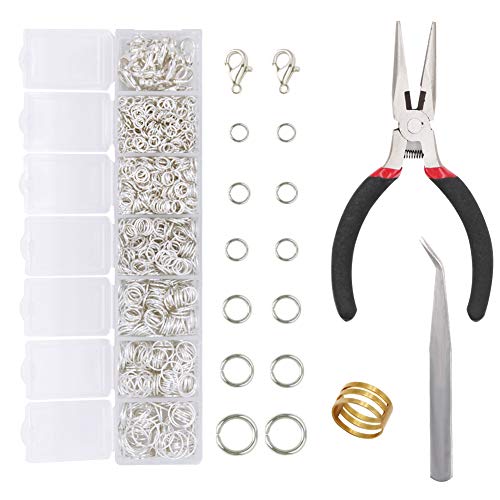 EuTengHao 1504pcs Open Bock Ring und Hummerverschlüsse Kit Schmuckreparatur-Toolkit mit Schmuckzange Pinzette Schmuckherstellung Zubehör für die Herstellung von Halsketten von EuTengHao