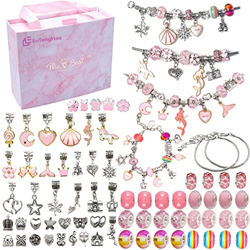 EuTengHao Charm Armband Making Jewelry Making Kit für Mädchen 8-12 Crafts Geschenk enthalten Charm Anhänger Schlange Ketten Perlen Schmuck von EuTengHao