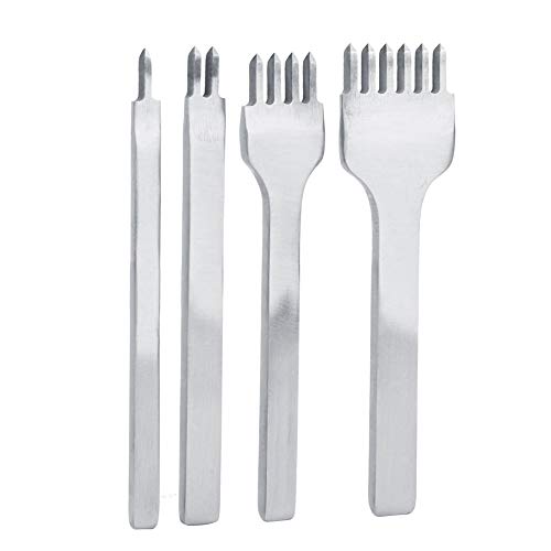 4pcs Ledercraft -Werkzeuge Lederstempel, Leder -Stanzwerkzeug Weißstahl Chop Leder Handnähte Werkzeuge Lederschnitzer Druckloch Stanze Fadenwerkzeuge 4 Stcs Set Set von Eujgoov