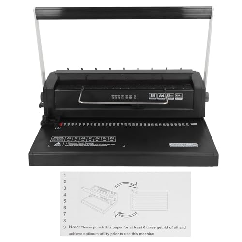 Drahtbindemaschine, 34 Quadratische Löcher Zum Stanzen von 12 Blatt, Binden von 120 Blatt, Geeignet für A4, A5, Doppelspule, Schnellbindung, Multiszene von Eujgoov