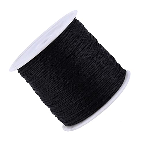 Eujgoov 100 M X 0,8 Mm Nylon Chinesische Chinesische Knotenschnur, Strickseil, Schwarze Kordel Paracord 1 Mm Knotenschnur Rattail Makramee-Fadenschnur Schwarz von Eujgoov