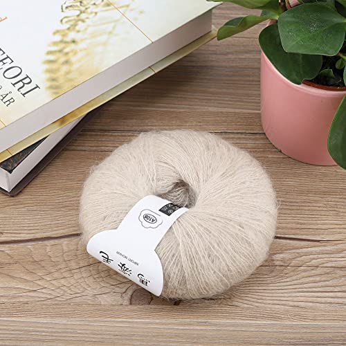 Weiche Mohair-Strickwolle, Strickwolle, Strickwolle, Strickwolle, Strickwolle, Garn, DIY-Schal, Schal, Häkelgarn, Zubehör für Damen und Herren (17 Beige) von Eujgoov