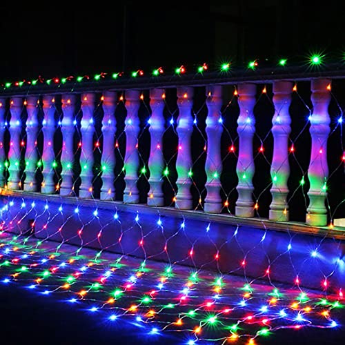 Eulenke lichternetz außen & innen 3x2m, 200 LEDs Farbe lichternetz mit 8 Modi + Memory-Funktion, IP44, zur Dekoration von Balkonen, Gärten und Häusern verwendet werden von Eulenke