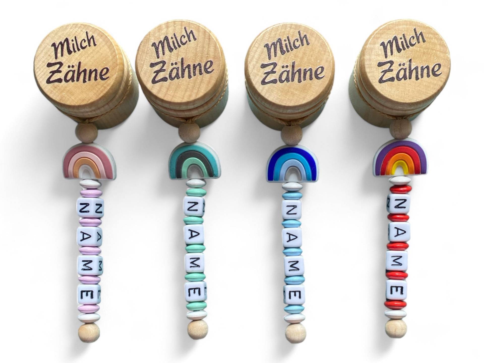 Milchzahndose Mit Namen, Zahndose Regenbogen Und Personalisierbar, Individualisierbar von EulenshopVonBiene