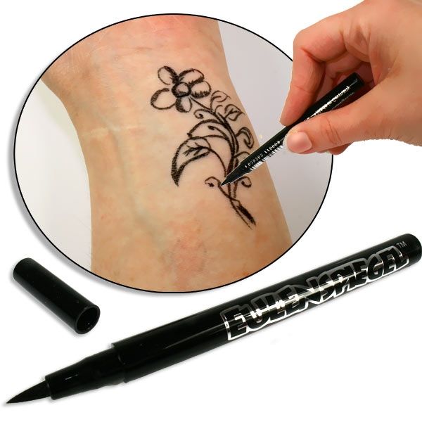 Eulenspiegel Tattoo Pen Schwarz, präzise Spitze, für temporäre Tattoos von Eulenspiegel