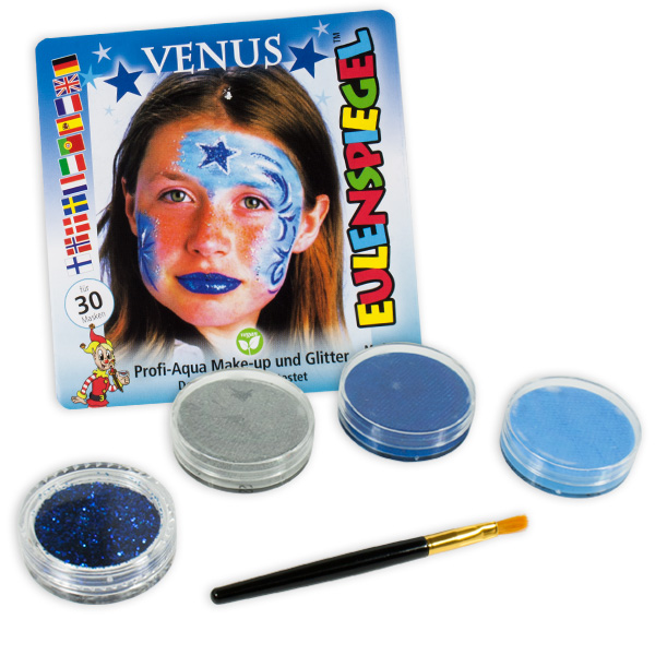 Kinderschminke-Set Venus Astrologie,ProfiAqua,3Farben+1xGlitzer+Pinsel von Eulenspiegel