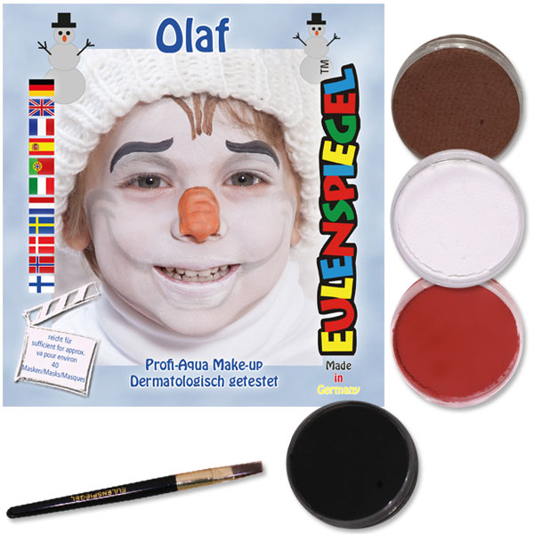 Schminkset Olaf, 4 Farben, 1 Pinsel, Anleitung von Eulenspiegel