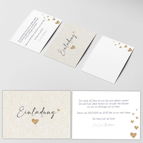 Eummel 25 Einladungskarten Einladung zur Hochzeit Taufe Einladung Geburtstag Kommunion klassisches Design DIN A6 Stoff Design von Eummel