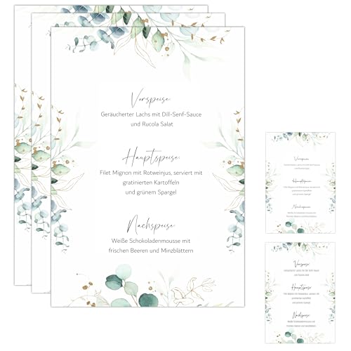 Eummel 15 Zauberhafte Menükarten im Boho Design | Format DIN A5 | Individuell anpassbare Speisekarten Getränkekarten für die Hochzeit Geburtstag Jubiläum | Tischdeko Menu Blanko von Eummel