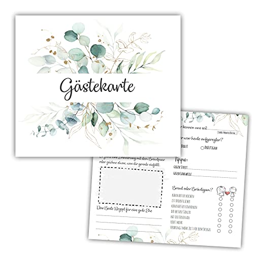 Eummel 40 Gästekarten für Hochzeit Gästebuchkarten Hochzeitsspiel Hochzeitsgäste Gästebuchseiten Brautpaar Wedding Gästekarten zum ausfüllen Boho (Weiß J11) von Eummel