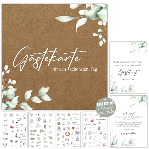 Eummel 50 Zauberhafte Gästekarten für die Hochzeit im Boho Vintage Style mit schönen Hochzeitsstickern und Schild alternative Gästebuch Hochzeit von Eummel