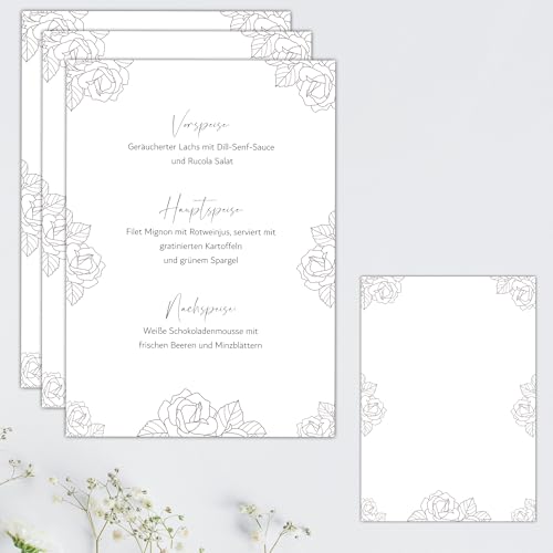 Eummelchen 14 Menükarten Hochzeit im DIN A5 Format | Personalisierbare Speisekarten Getränkekarten für Hochzeiten, Geburtstage und Jubiläen | Elegante Tischdekoration von Eummelchen