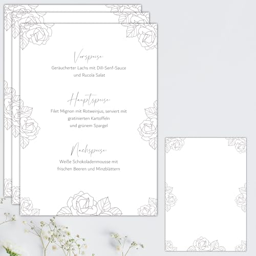 Eummelchen 20 Menükarten Hochzeit im DIN A5 Format | Personalisierbare Speisekarten Getränkekarten für Hochzeiten, Geburtstage und Jubiläen | Elegante Tischdekoration von Eummelchen