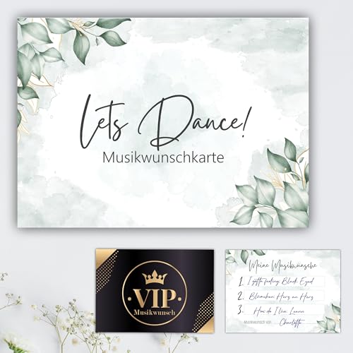 Eummelchen 50 Musikwunschkarten für jede Feier inkl. 2 VIP Karten für Hochzeit Geburtstag Party | Ideal für DJs | Musikwünsche Musik Wunsch | Partykarten Musikkarten von Eummelchen