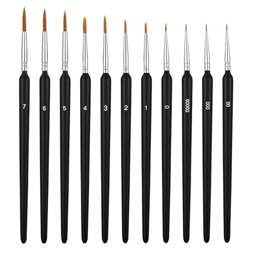 12 Teiliges Miniatur Detail Pinsel Set Fein Pinsel Mit Palette Mikro Künstler Acrylfarben Set Für Feine Detailmalerei Kunstmalerei Acrylfarben Öle Aquarelle Malen Nach Zahlen Figur von EupHHonycs