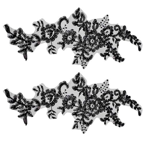 2 Stück Stickerei Pailletten Spitze Applikation Schwarz Applikation Nähen Blume Stoff Kragen Patch für Jacke Jeans Pullover DIY Handwerk 2 Stück Stickerei Pailletten Spitze Applikation Schwarz Applikation Nähen Blume Stoff Kragen Patch für Jacke Jeans Pullover DIY Handwerk von EupHHonycs