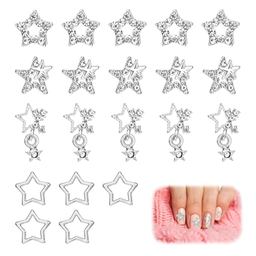 40 Stück Stern Nagel Charms Silberne Stern Charms Stern Edelsteine Für Nägel Y2k Nagel Charms 3D Stern Strasssteine Für Nageldesign DIY Nägel Charms 4 Stile Hängende Nagel Charms Für Frauen von EupHHonycs