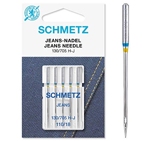 SCHMETZ Nähmaschinennadeln | 5 Jeans-Nadeln | 130/705 H-J | Nadeldicke 100/16 | auf allen gängigen Haushaltsnähmaschinen einsetzbar | geeignet für das Verarbeiten von Jeans und ähnlichen Stoffen von SCHMETZ