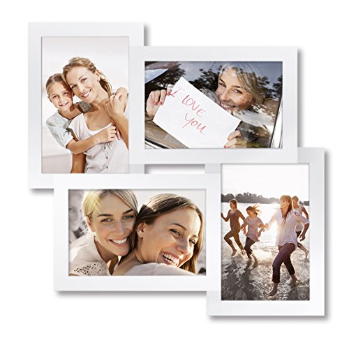 Eurographics Multiframe - 4 White Collage-Bilderrahmen, Holz, weiß, 36 x 36 x 2.6 cm von EuroGraphics