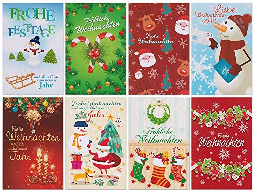 50 Weihnachtskarten Grußkarten Weihnachten Klappkarten mit Umschlägen 220-4154 von Eurofuchs24