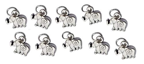 Elefant Anhänger Silber vergoldet. 10 Viel Glück Charms für DIY-Kreationen: Kleidung, Dekorationen, Accessoires, Modeschmuck, Schmuck, Kette, Armbänder, Gefälligkeiten. Charms h 1,2 cm von Eurofusioni