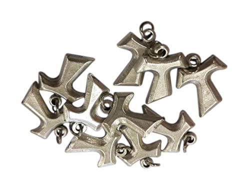 Tau Anhänger - Franziskanisches Kreuz Mini Charms für DIY Hochzeit Gefälligkeiten, Bijouterie, Armbänder und Dekorationen - Versilbertes Metall - h 1,7 cm - 10 Stück von Eurofusioni