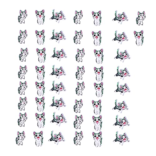Eurollar 50 Stück Knöpfe zum Basteln, Cartoon, niedliche Katzenform, Holzknöpfe, handgefertigte Nähdekoration, für DIY-Projekte, Stricken, Scrapbooking, Kartenherstellung, von Eurollar