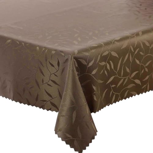 Tischdecke Tischtüche Fleckenresistente abwaschbar Lotus Effekt (Braun 154 Blätter, 130x220 cm) von Euromat