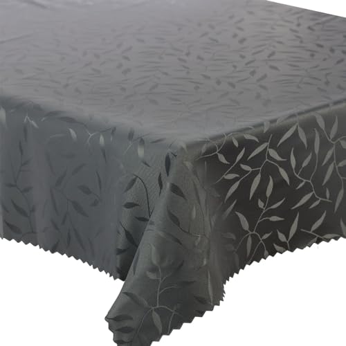 Tischdecke Tischtüche Fleckenresistente abwaschbar Lotus Effekt (Grau Graphit 154 Blätter, 140x160 cm) von Euromat