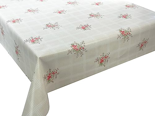 Wachstuch Tischdecke abwaschbar Gartentischdecke, Viele Größen und Designs, wasserabweisend (Blumen Rot Grün Beige- WF-3409A, 140x140 cm) von Euromat