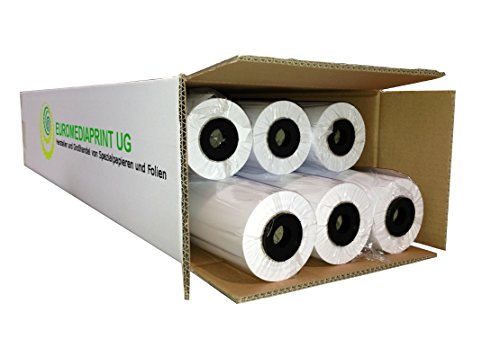 Plotterpapier 6 Rollen ungestrichen | 80gr/m², 61,0cm (610mm) b, 50m l, CAD, unbeschichtet von Euromediaprint