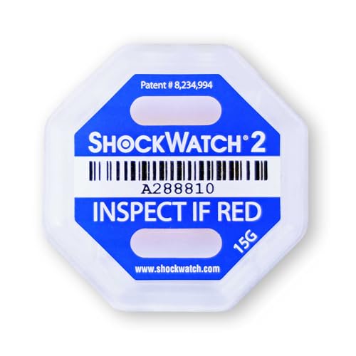 10 Stück Shockwatch 2 | Blau 15g | Stoßindikator bzw. Schockindikator zur Transportkontrolle | für den sicheren Versand als Versandaufkleber am Paket inkl. A4-Warnaufkleber und Lieferscheinaufkleber von Europack24