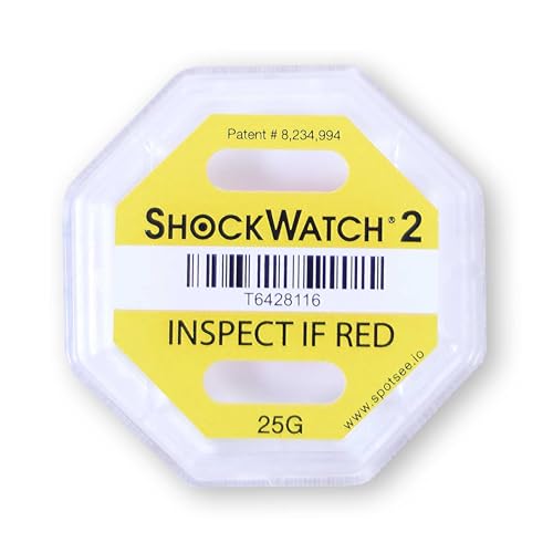 10 Stück Shockwatch 2 | Gelb 25g | Stoßindikator bzw. Schockindikator zur Transportkontrolle | für den sicheren Versand als Versandaufkleber am Paket inkl. A4-Warnaufkleber und Lieferscheinaufkleber von Europack24