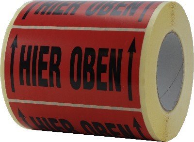 1000 Warnaufkleber "Hier oben" 145x76mm Etiketten auf Rolle von Europack24