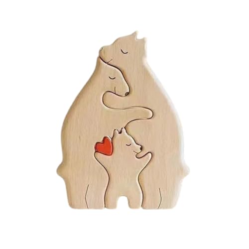 Holz Mutter und Kind Bär Set Puzzle Schlafzimmer Wohnzimmer Desktop Bär Umarmung Familie Ornament Massivholz Handwerk von Europesiyu