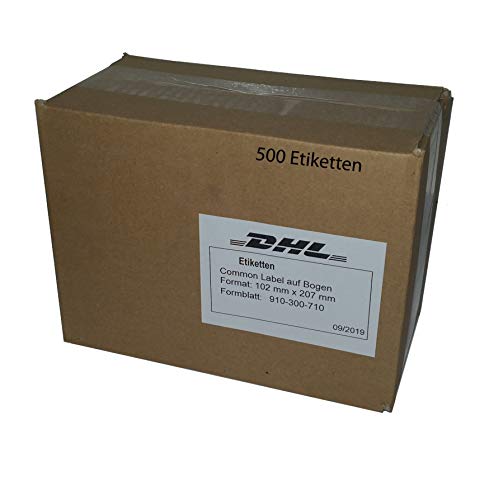 DHL Etiketten Versandaufkleber Label selbstklebend 102 mm x 207 mm für Laserdrucker/Tintenstrahldrucker 500 Blatt 910-300-710 von Eurotone