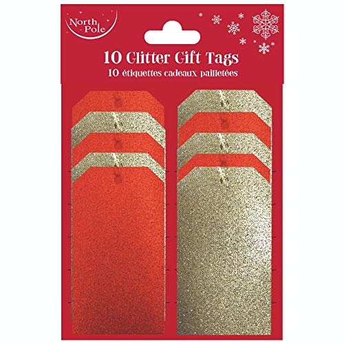 Clairefontaine X-25623-GTC - Set mit 10 Etiketten ideal für Geschenke, mit Glittereffekte, 1 Set, Rot / Gold von Eurowrap