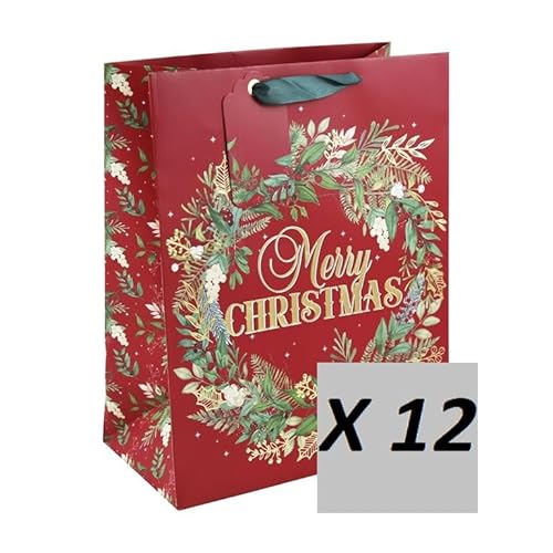 Eurowrap X-34094-2C – Merry Christmas, rot, Excellia, große Tasche, 26,5 x 14 x 33 cm, 12 Stück von Eurowrap