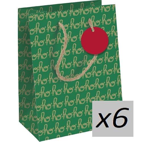 Eurowrap X-34656-3C – Weihnachtsgeist, Kraft, mittlere Tasche, 21,5 x 10,2 x 25,3 cm, 6 Stück von Eurowrap