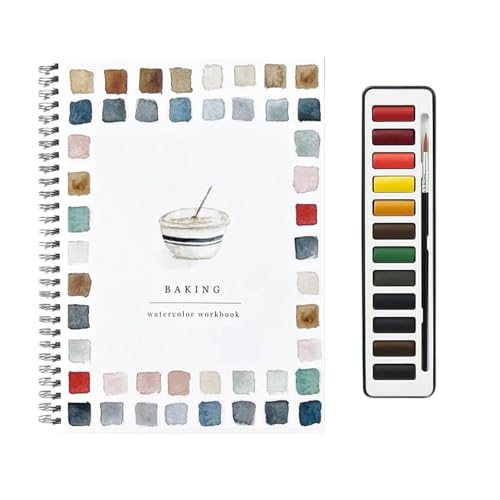 Euyehn Aquarellbuch, 12 Farben Aquarellfarben-Set mit Pinseln, handgefertigtes Malzubehör für Kinder, Erwachsene und Jugendliche von Euyehn