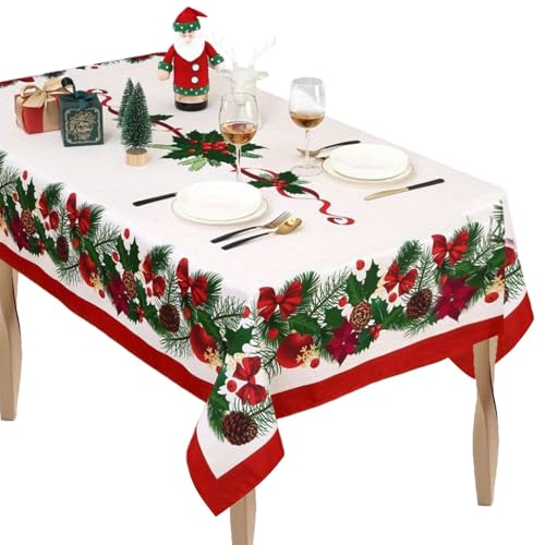 Euyehn Quadratische Weihnachtstischdecken, quadratische Tischdecken, Weihnachtsmuster-Design-Party-Dekoration für Terrasse, Eingangstisch, Esstisch, Couchtisch von Euyehn